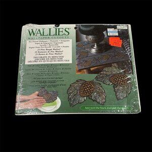 NEW Vintage 90s Wallies Pinecones Wallpaper Cutouts Decor Cabin Leaves Needles